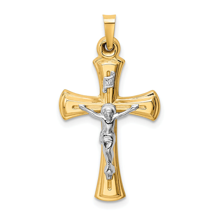 14k Two-tone INRI Hollow Crucifix Pendant-XR290
