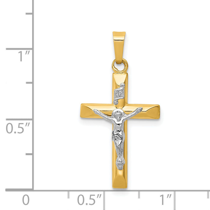 14k Two-tone INRI Hollow Crucifix Pendant-XR293