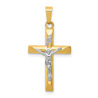 14k Two-tone INRI Hollow Crucifix Pendant-XR293