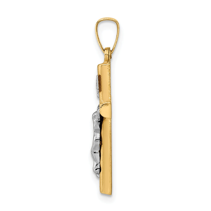 14k Two-tone INRI Crucifix Pendant-XR296