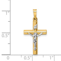 14k Two-tone INRI Crucifix Pendant-XR296
