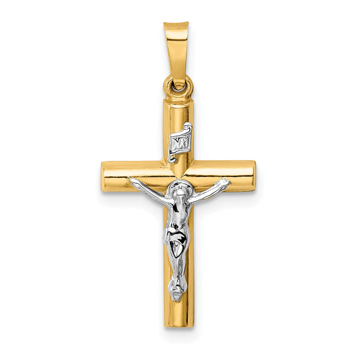 14k Two-tone INRI Crucifix Pendant-XR296