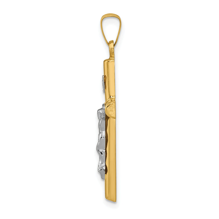 14k Two-tone INRI Hollow Crucifix Pendant-XR297