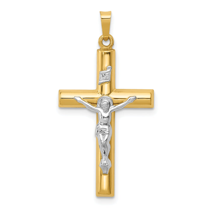 14k Two-tone INRI Hollow Crucifix Pendant-XR298