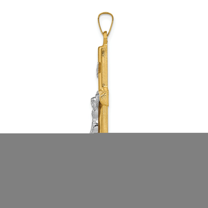 14k Two-tone INRI Hollow Crucifix Pendant-XR299