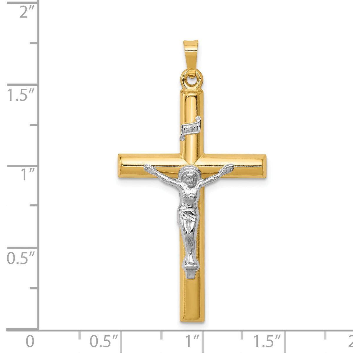 14k Two-tone INRI Hollow Crucifix Pendant-XR299