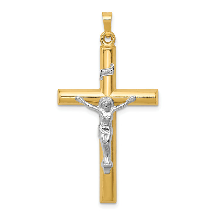 14k Two-tone INRI Hollow Crucifix Pendant-XR299