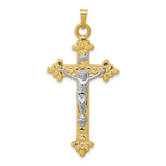 14k Two-tone INRI Hollow Crucifix Pendant-XR306