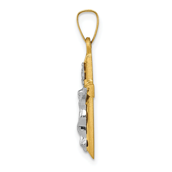 14k Two-tone INRI Hollow Crucifix Pendant-XR308