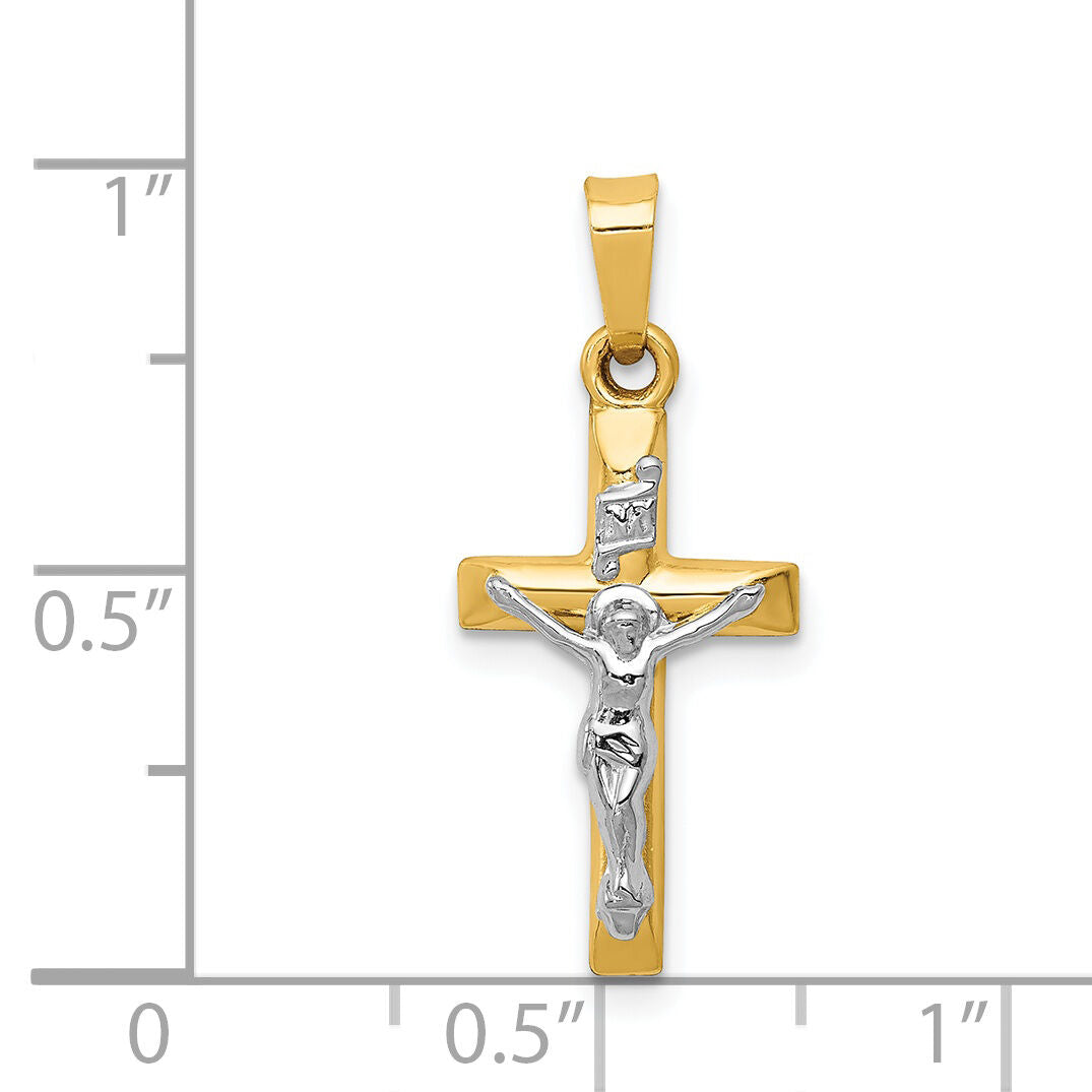 14k Two-tone INRI Hollow Crucifix Pendant-XR308