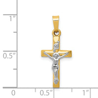 14k Two-tone INRI Hollow Crucifix Pendant-XR308
