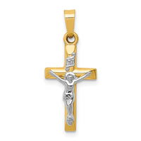 14k Two-tone INRI Hollow Crucifix Pendant-XR308
