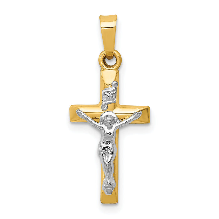 14k Two-tone INRI Hollow Crucifix Pendant-XR308
