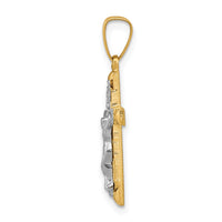 14k Two-tone INRI Hollow Crucifix Pendant-XR309