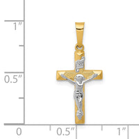 14k Two-tone INRI Hollow Crucifix Pendant-XR309
