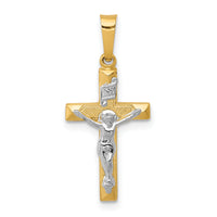 14k Two-tone INRI Hollow Crucifix Pendant-XR309