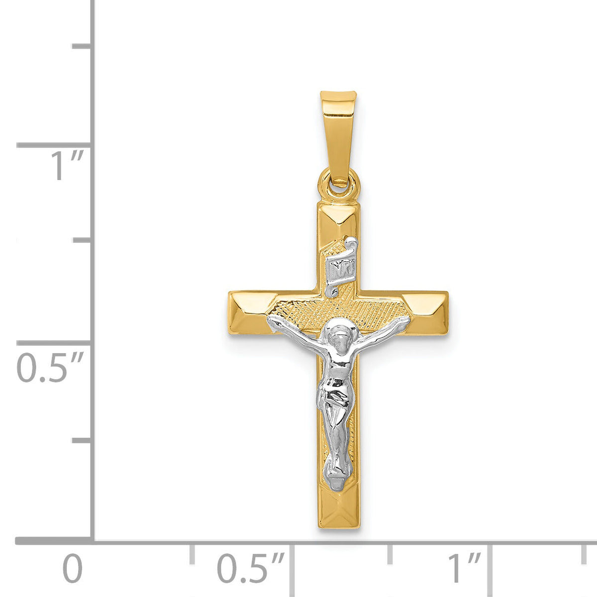 14k Two-tone INRI Hollow Crucifix Pendant-XR310