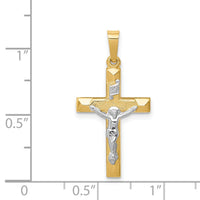 14k Two-tone INRI Hollow Crucifix Pendant-XR310