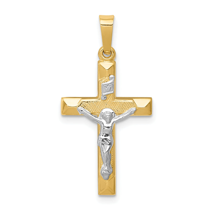 14k Two-tone INRI Hollow Crucifix Pendant-XR310
