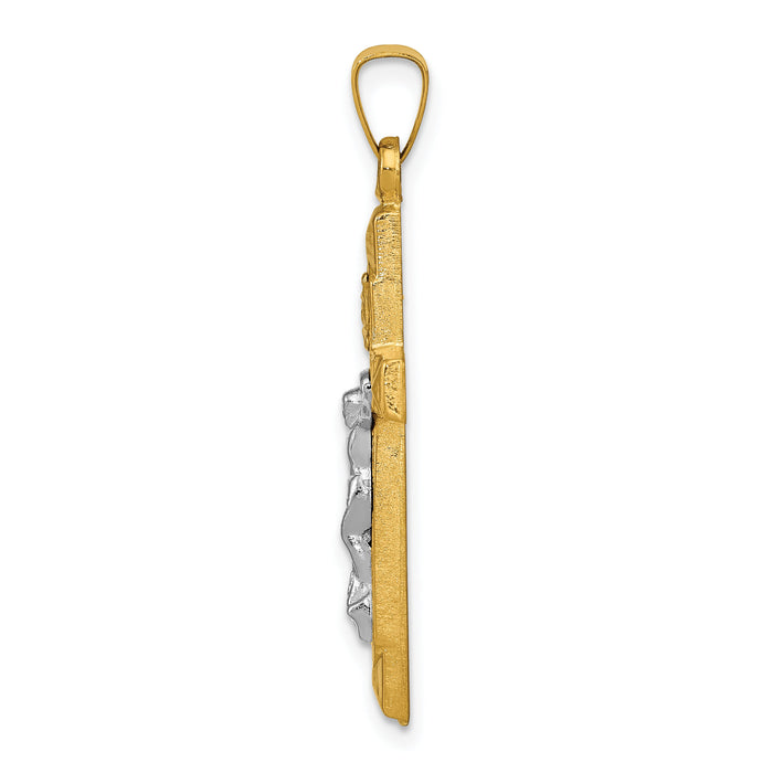 14k Two-tone INRI Hollow Crucifix Pendant-XR311