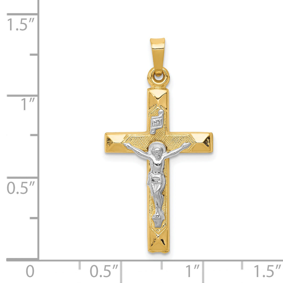 14k Two-tone INRI Hollow Crucifix Pendant-XR311