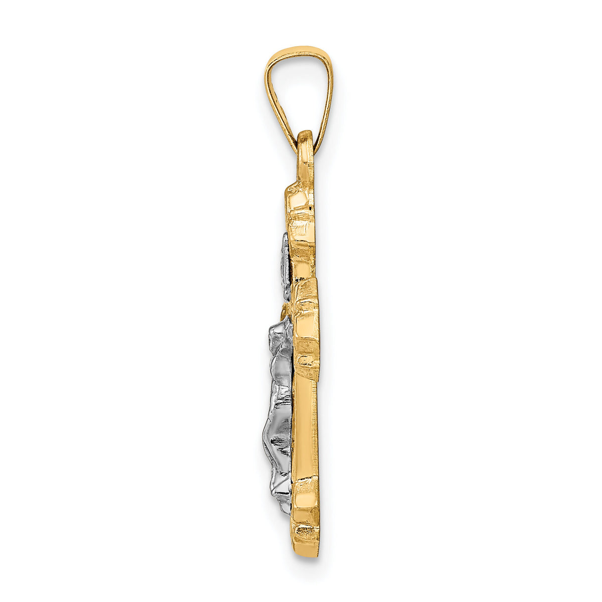 14k Two-tone INRI Hollow Crucifix Pendant-XR312