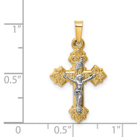 14k Two-tone INRI Hollow Crucifix Pendant-XR312