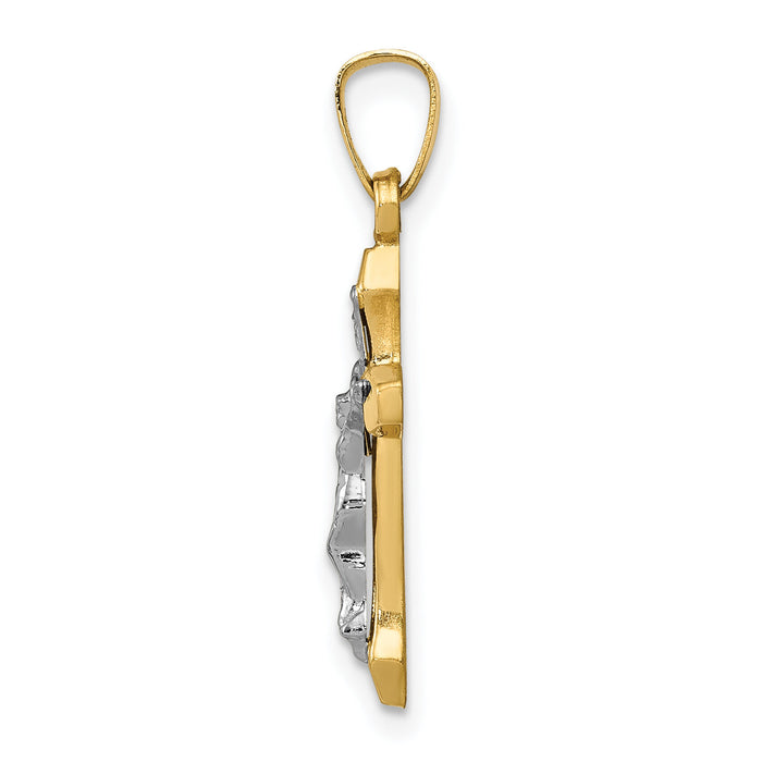 14k Two-tone INRI Hollow Crucifix Pendant-XR314