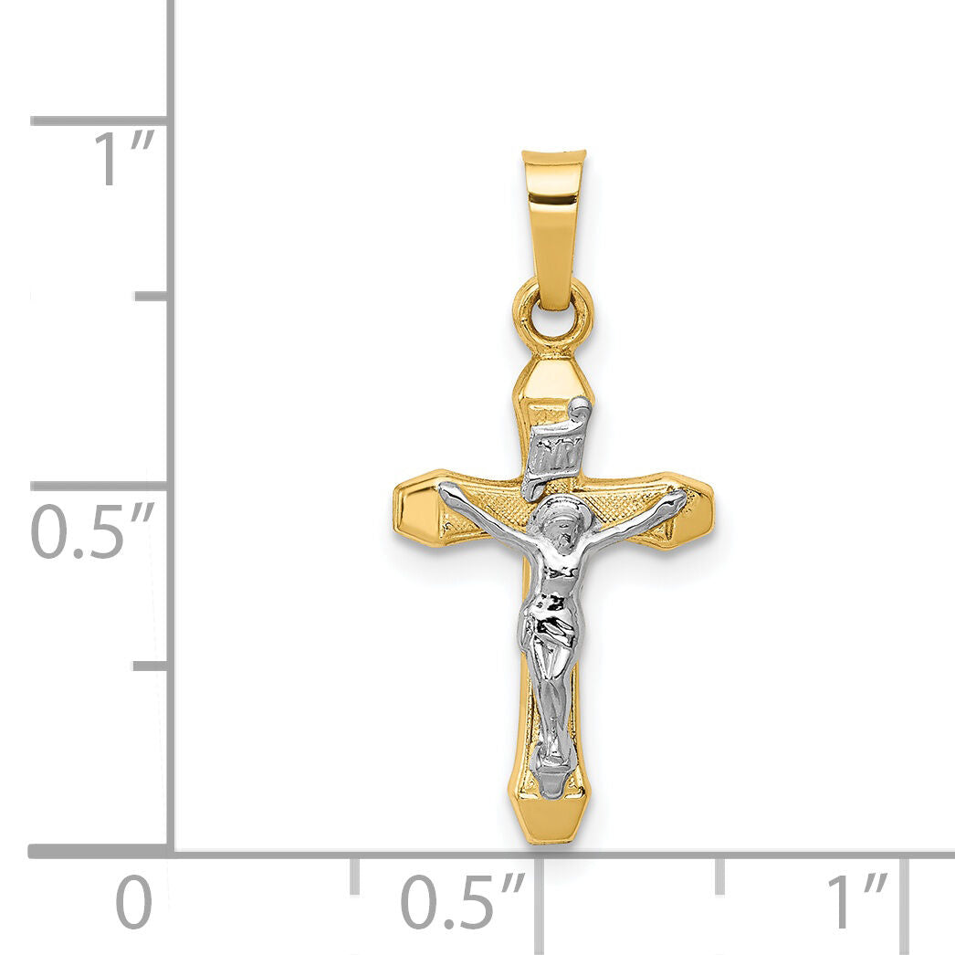 14k Two-tone INRI Hollow Crucifix Pendant-XR314