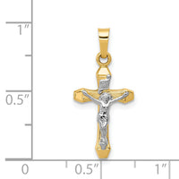 14k Two-tone INRI Hollow Crucifix Pendant-XR314
