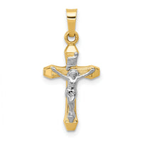 14k Two-tone INRI Hollow Crucifix Pendant-XR314