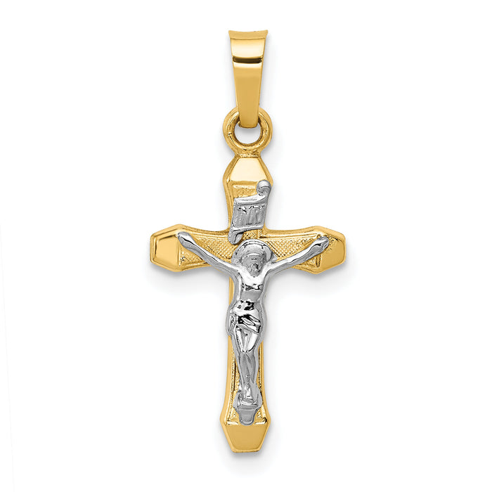 14k Two-tone INRI Hollow Crucifix Pendant-XR314