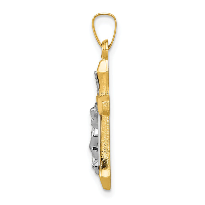 14k Two-tone INRI Hollow Crucifix Pendant-XR315