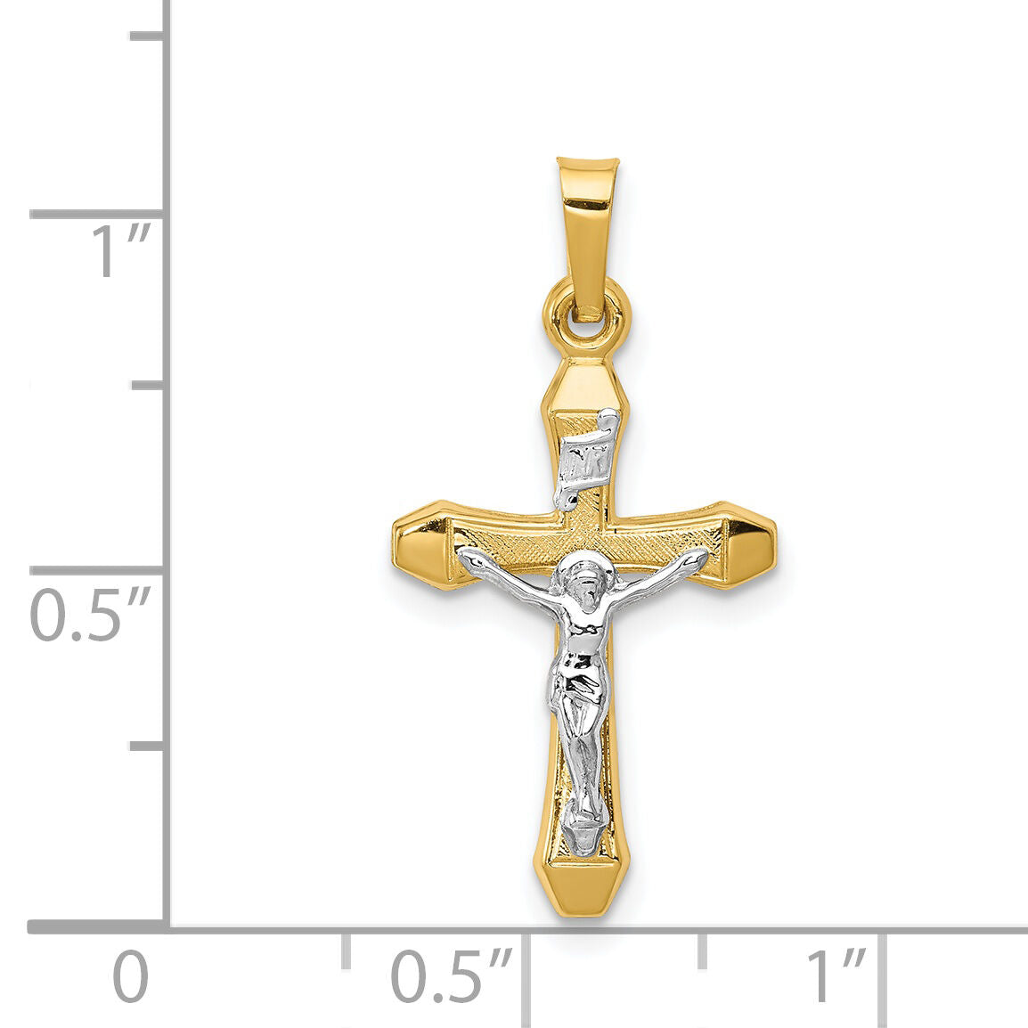 14k Two-tone INRI Hollow Crucifix Pendant-XR315
