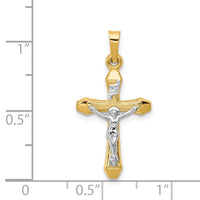 14k Two-tone INRI Hollow Crucifix Pendant-XR315