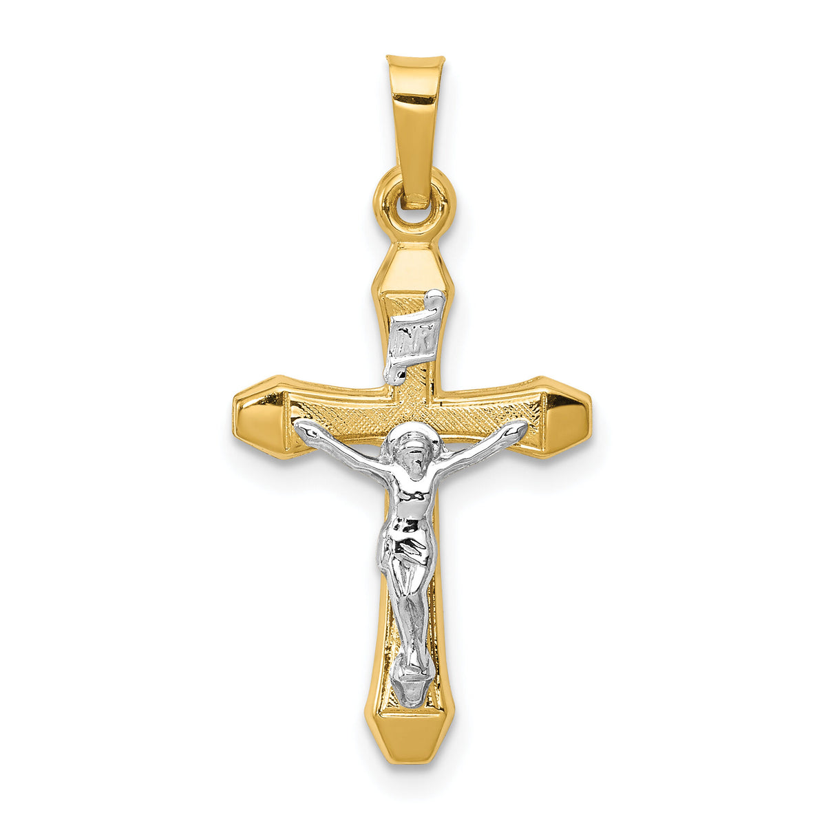 14k Two-tone INRI Hollow Crucifix Pendant-XR315
