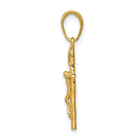 14k INRI Hollow Crucifix Pendant-XR318