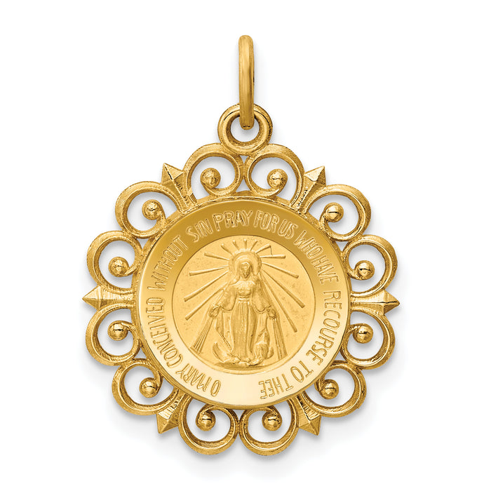 14k Miraculous Medal Charm-XR330