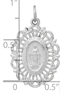 14k White Gold Miraculous Medal Solid Charm-XR331W