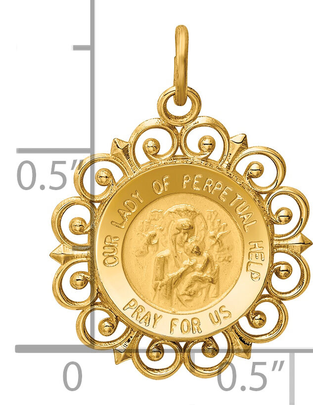 14k Our Lady of Perpetual Help Medal Charm-XR339