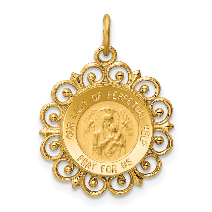 14k Our Lady of Perpetual Help Medal Charm-XR339