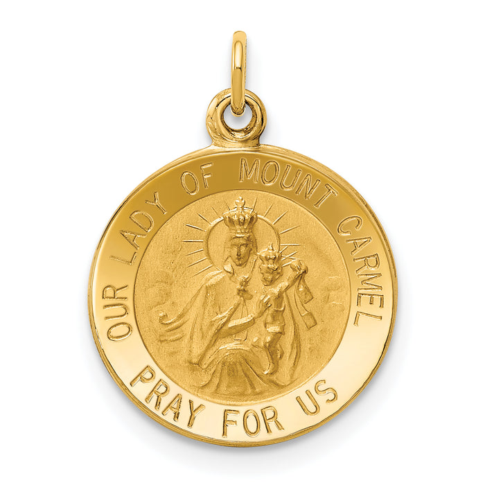 14k Our Lady of Mount Carmel Medal Charm-XR342