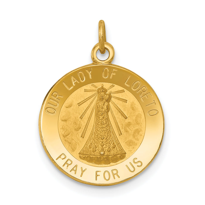 14k Our Lady of Loreto Medal Charm-XR343