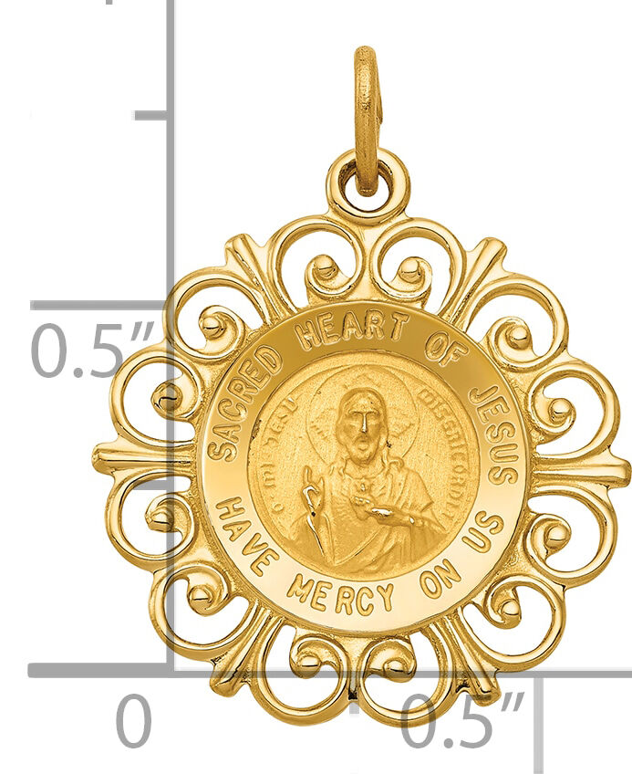 14k Sacred Heart of Jesus Medal Charm-XR370