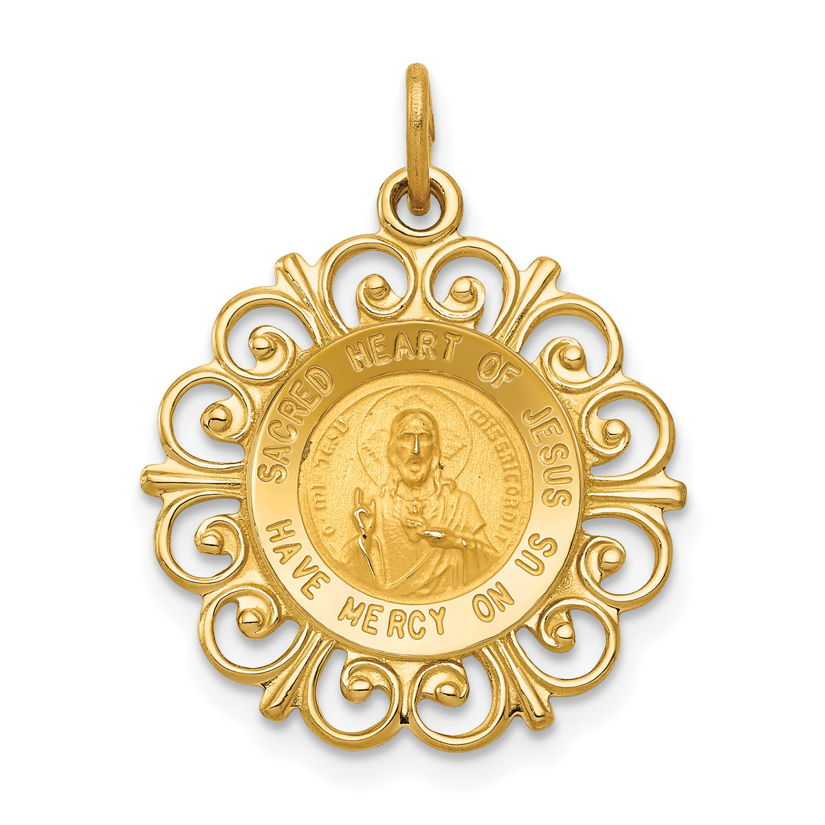 14k Sacred Heart of Jesus Medal Charm-XR370