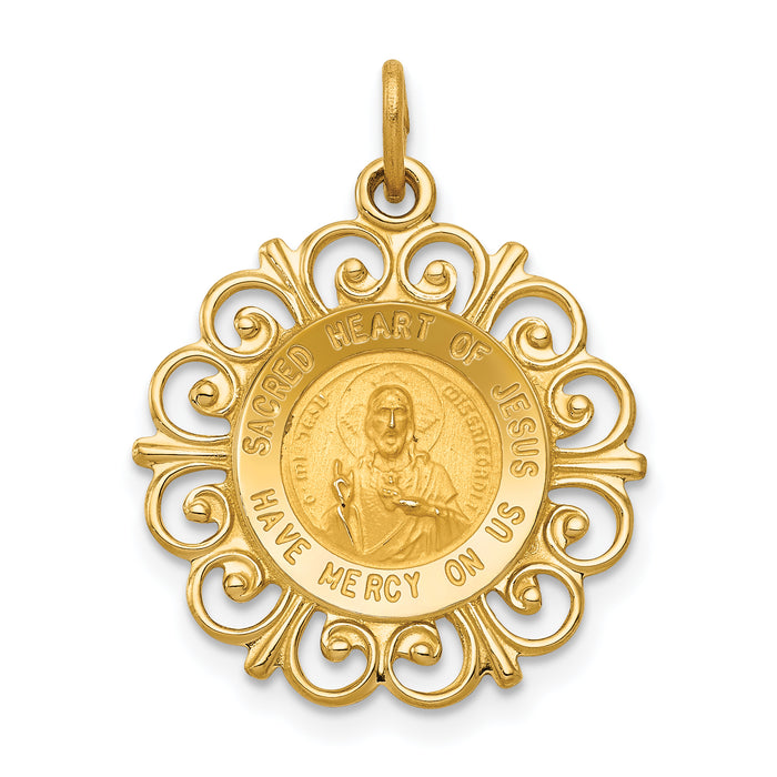 14k Sacred Heart of Jesus Medal Charm-XR370