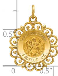 14k Saint Christopher Medal Charm-XR381