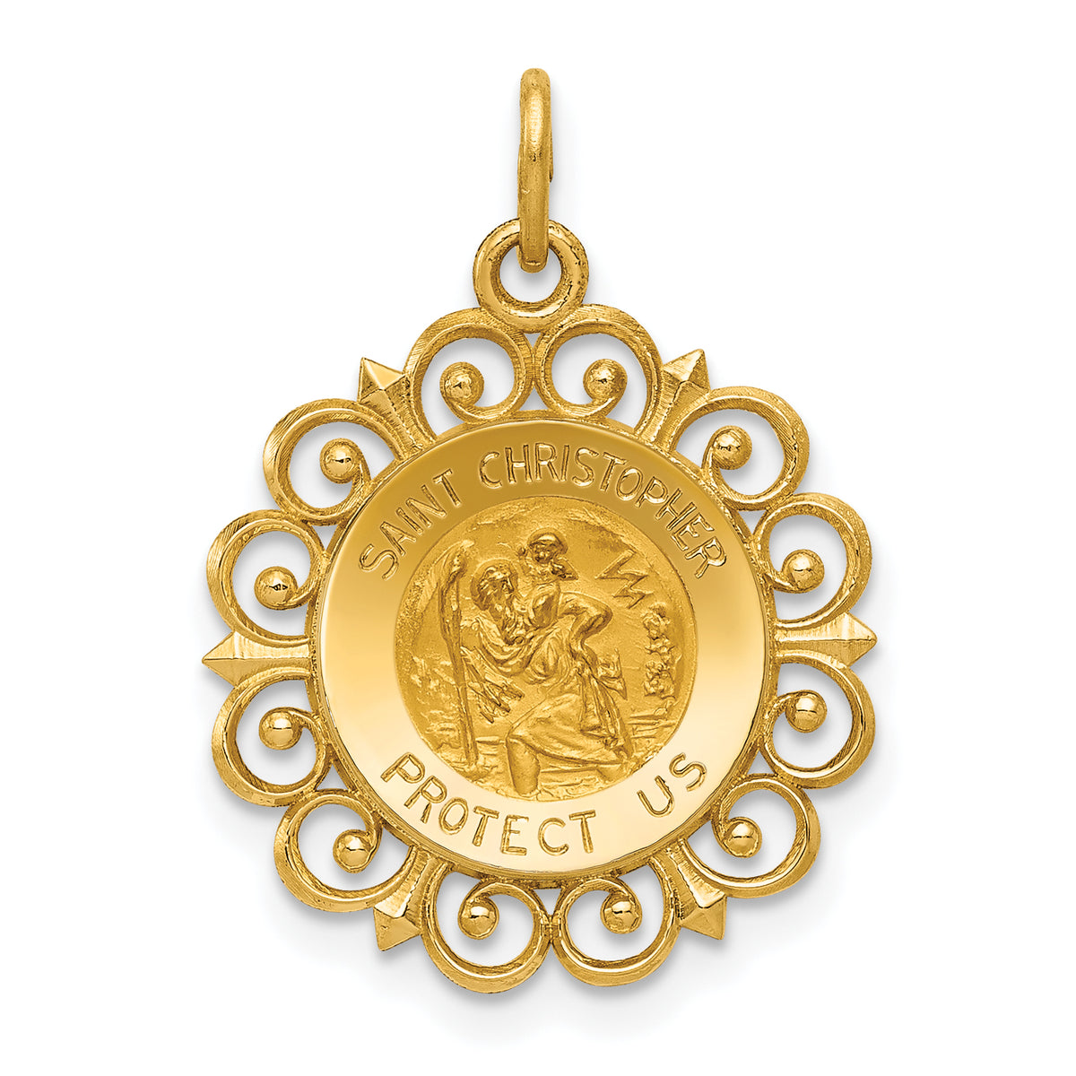14k Saint Christopher Medal Charm-XR381