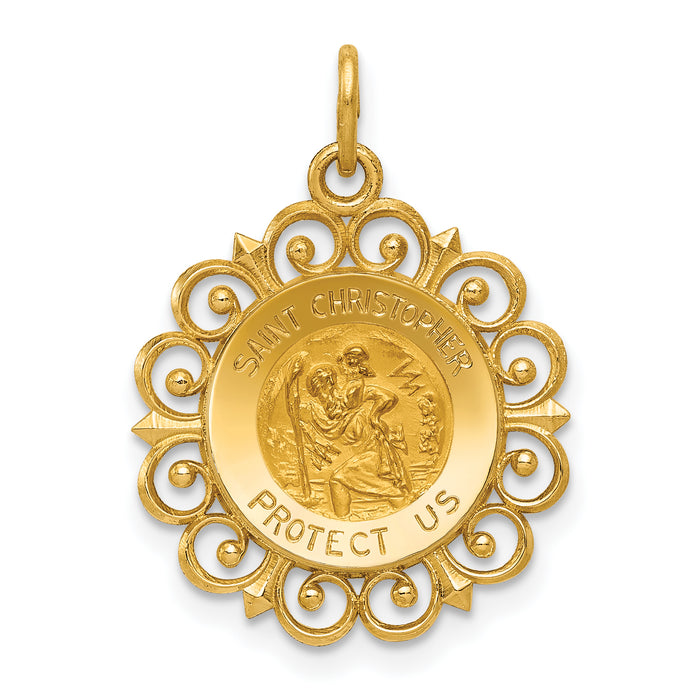 14k Saint Christopher Medal Charm-XR381
