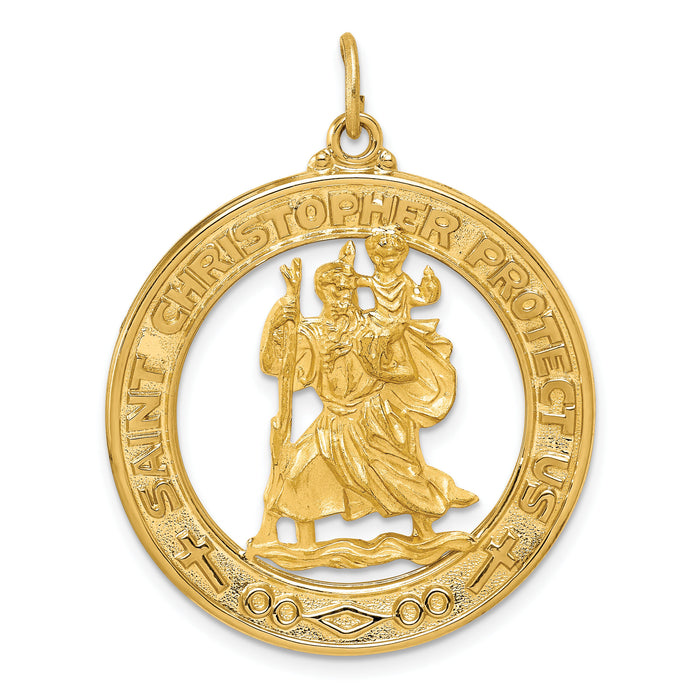 14k Saint Christopher Medal Pendant-XR382